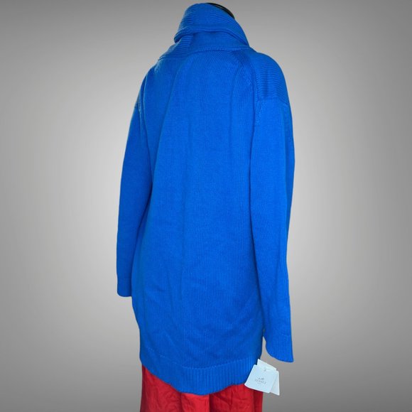 Hermes NWT Cashmere & Cotton Shawl Collar Cardigan EU 40 Blue Smalt Sweater - Picture 5 of 14